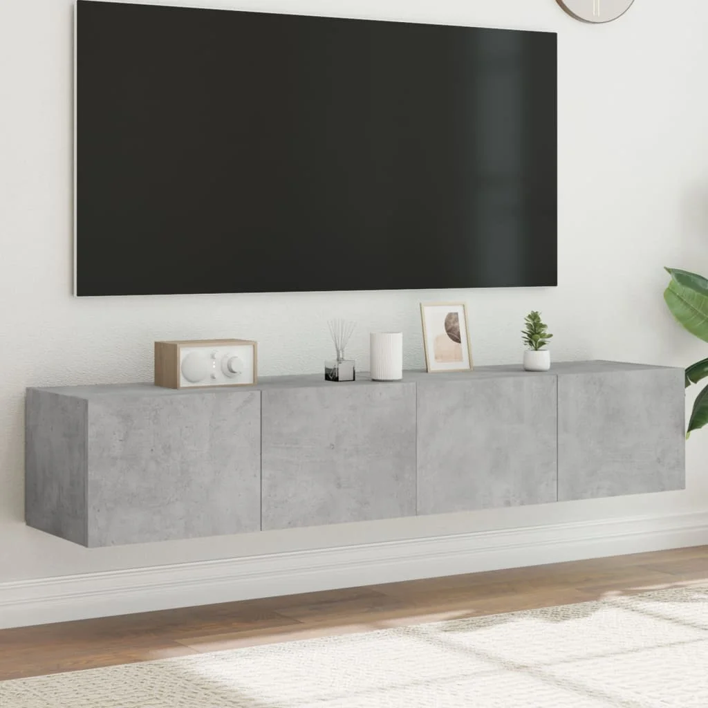 TV-Wandschr?nke mit LED-Leuchten 2 Stk. Betongrau 80x35x31 cm