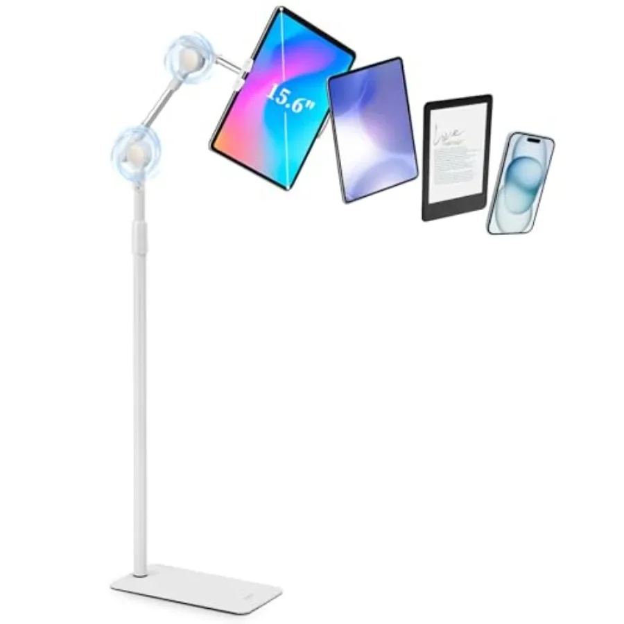 

Tablet Floor Stand for office use, aluminum alloy, black, double self-locking gears and 7.5lb stable base, fits 4.7-15.6'' iPad