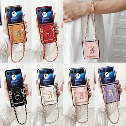 For Motorola Razr 40 50 Ultra Razr 40Ultra 50Ultra 2023Plus 2024 Plus Case Bear With Lanyard Shockproof Back Cover Accessories