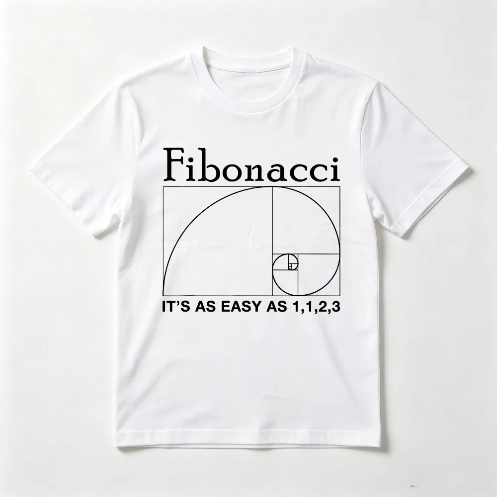 Minimalism Style Fibonacci Ratio Fractal It's As Easy As 1, 1, 2, 3 T-Shirt Csaual Fashion Short Sleeve Harajuku Man Women Tees