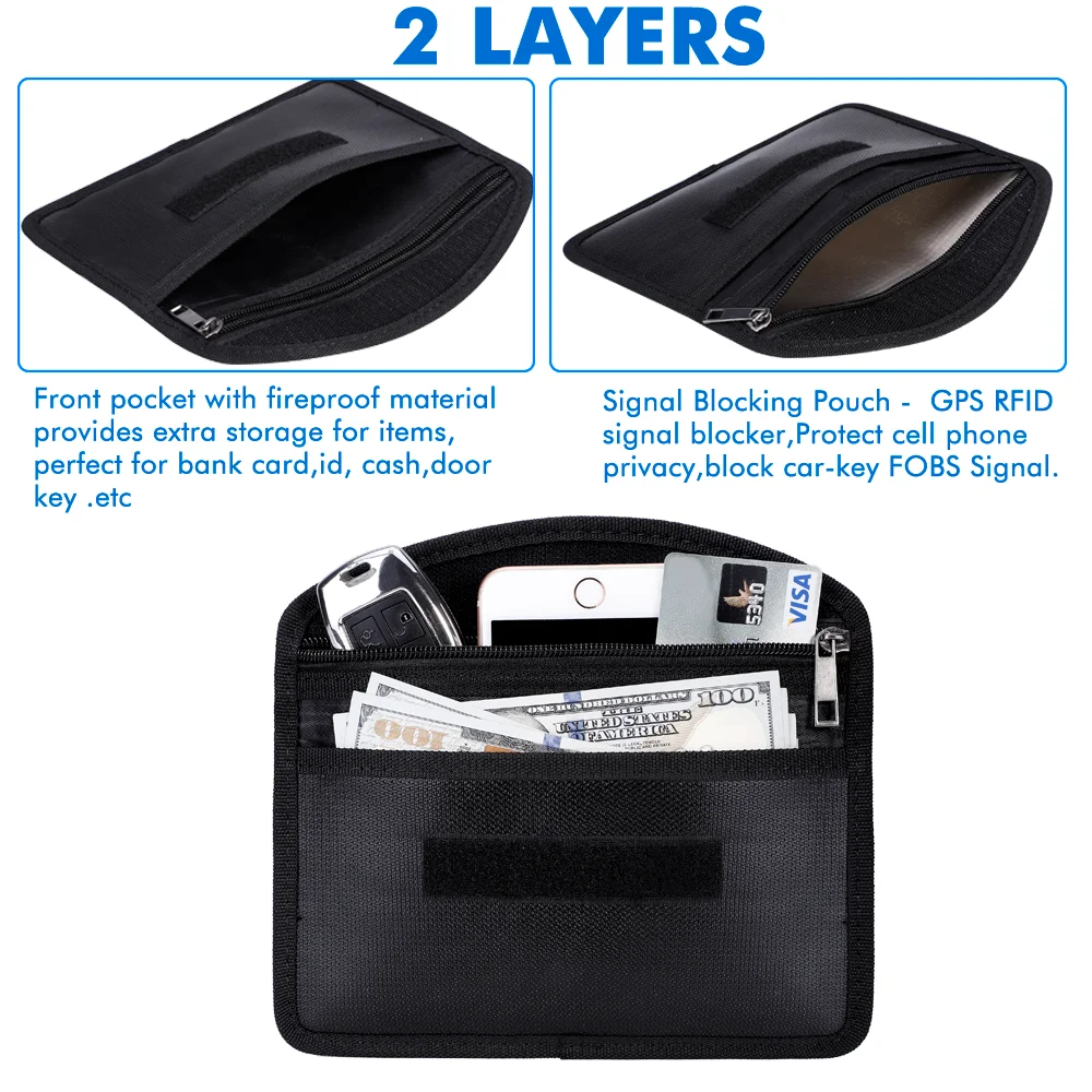 Portable Double Pockets Envelope Organizer Fiberglass Material Fireproof Cash Pouch For Office School Travel