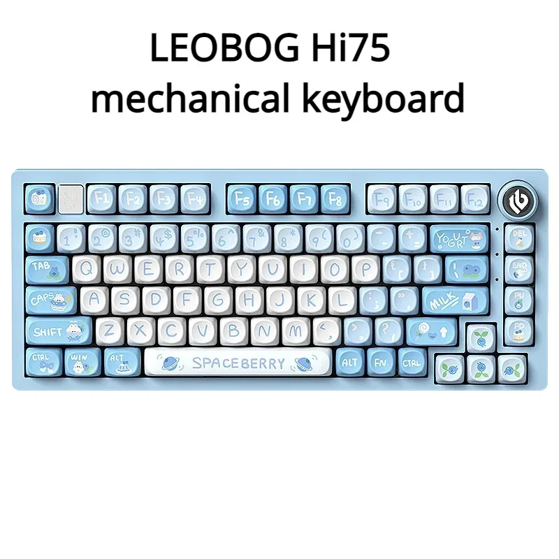 Leobog Hi75 Keyboard mekanis aluminium Aloi, tombol multifungsi Pbt Keycap struktur disesuaikan kunci penuh dapat ditukar e-spor