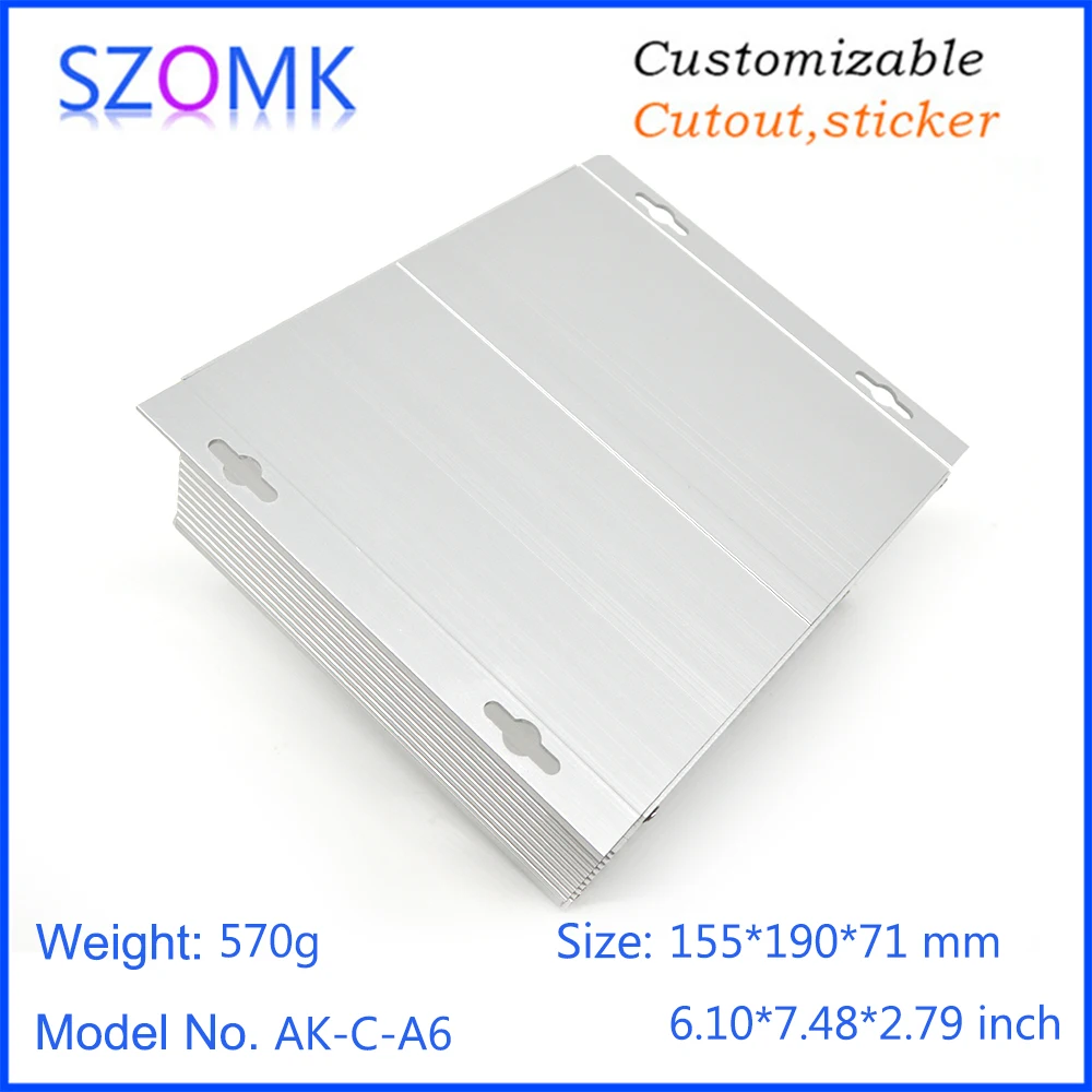 szomk anodizing wall mounting aluminum case box (1Pcs) 71*190*155mm silvery electronics aluminum control enclosure for pcb