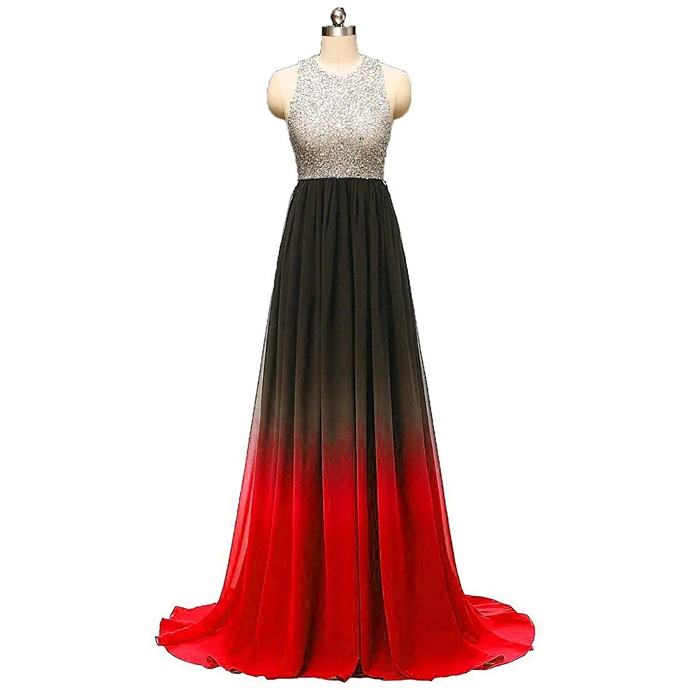 

Gradual Chiffon Beading Crystals Elegant Halter Bridesmaid Dresses Wedding Party Evening Formal Prom Floor Length Court Train