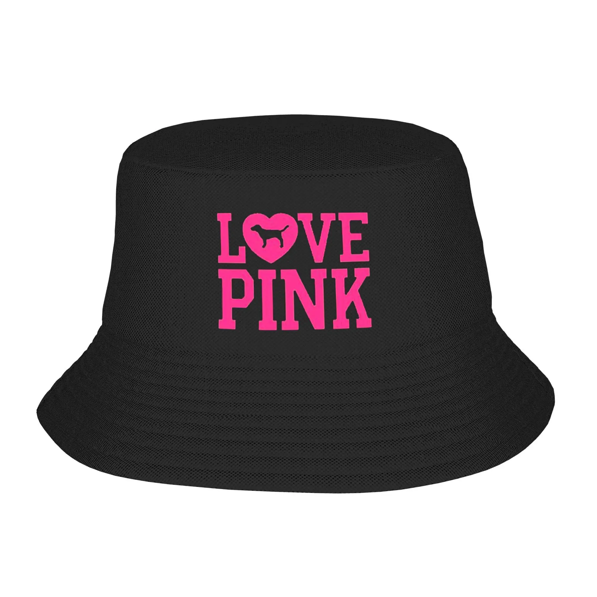 

Love Pink Bucket Hat Panama Bob Hats Outdoor Hip Hop Reversible For Summer Beach Fishing Unisex Fisherman Caps
