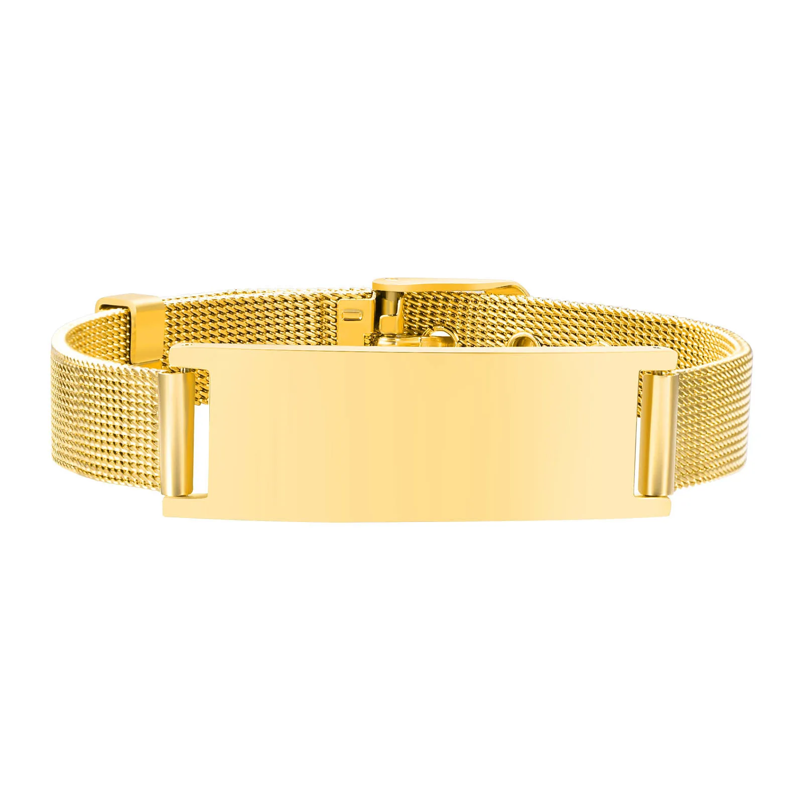 Vnox 10 mm / 16 mm medische waarschuwings-ID-armbanden, heren dames mesh-bandarmband, gratis graveren SOS noodcontactarmband
