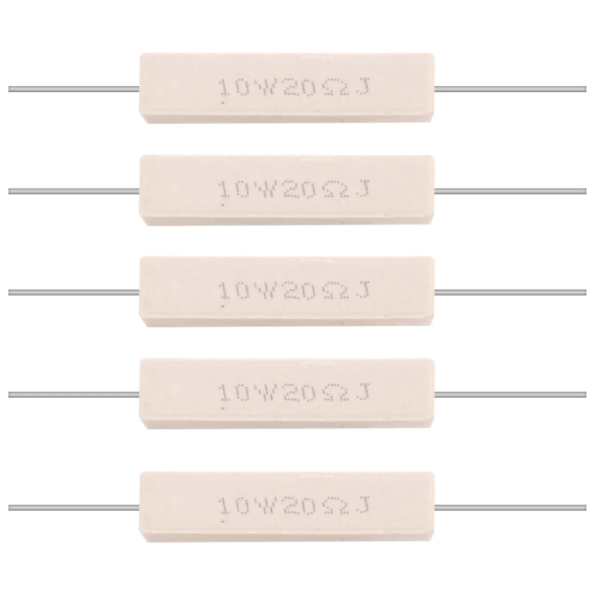 

5x 10W 20 Ohm 5% Wirewound Ceramic Cement Resistor 10 Watt