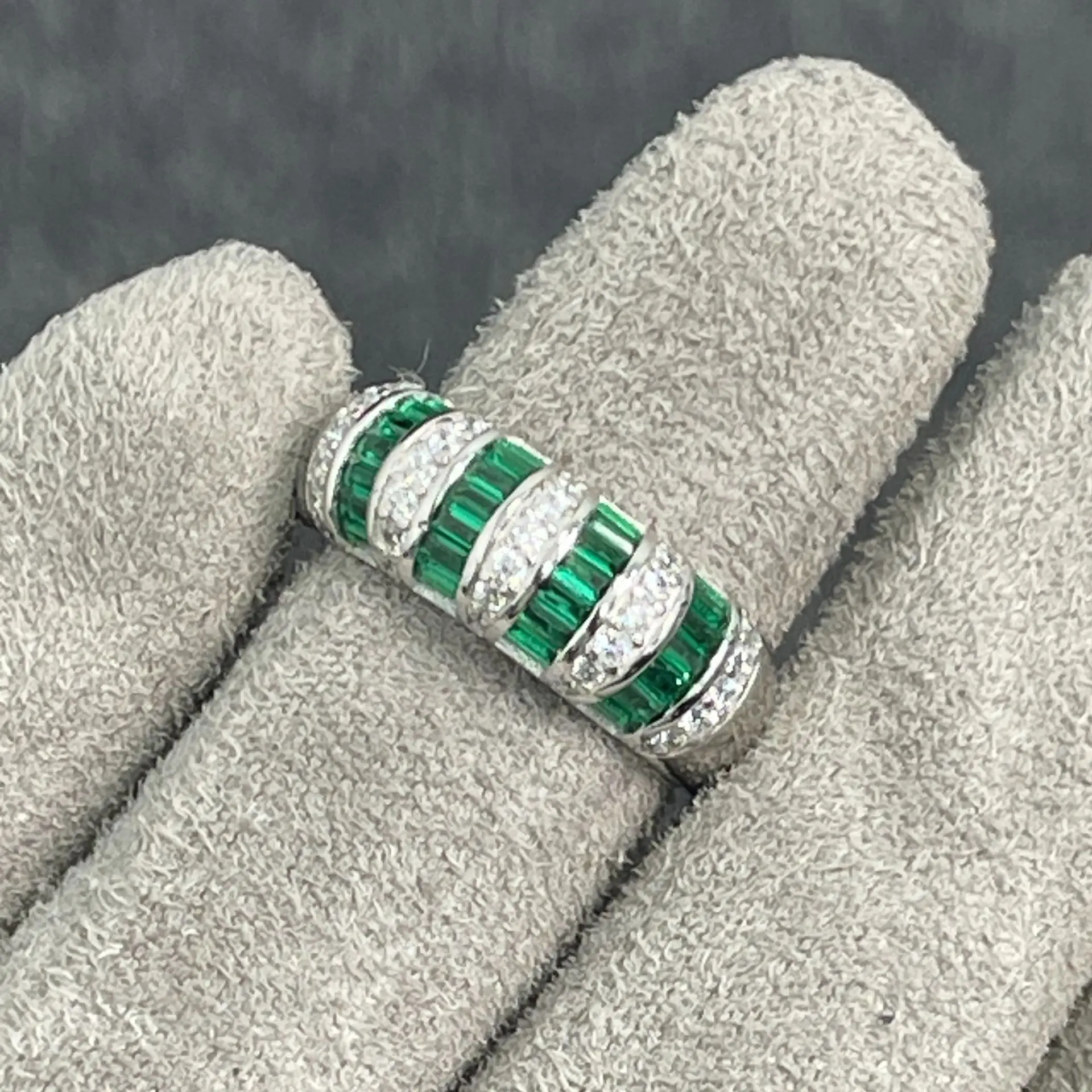 ZOCA Pure 925 Sterling Silver Antique Turkish Ring Emerald Color Rings For Women Fine Wedding Party Jewelry Gift