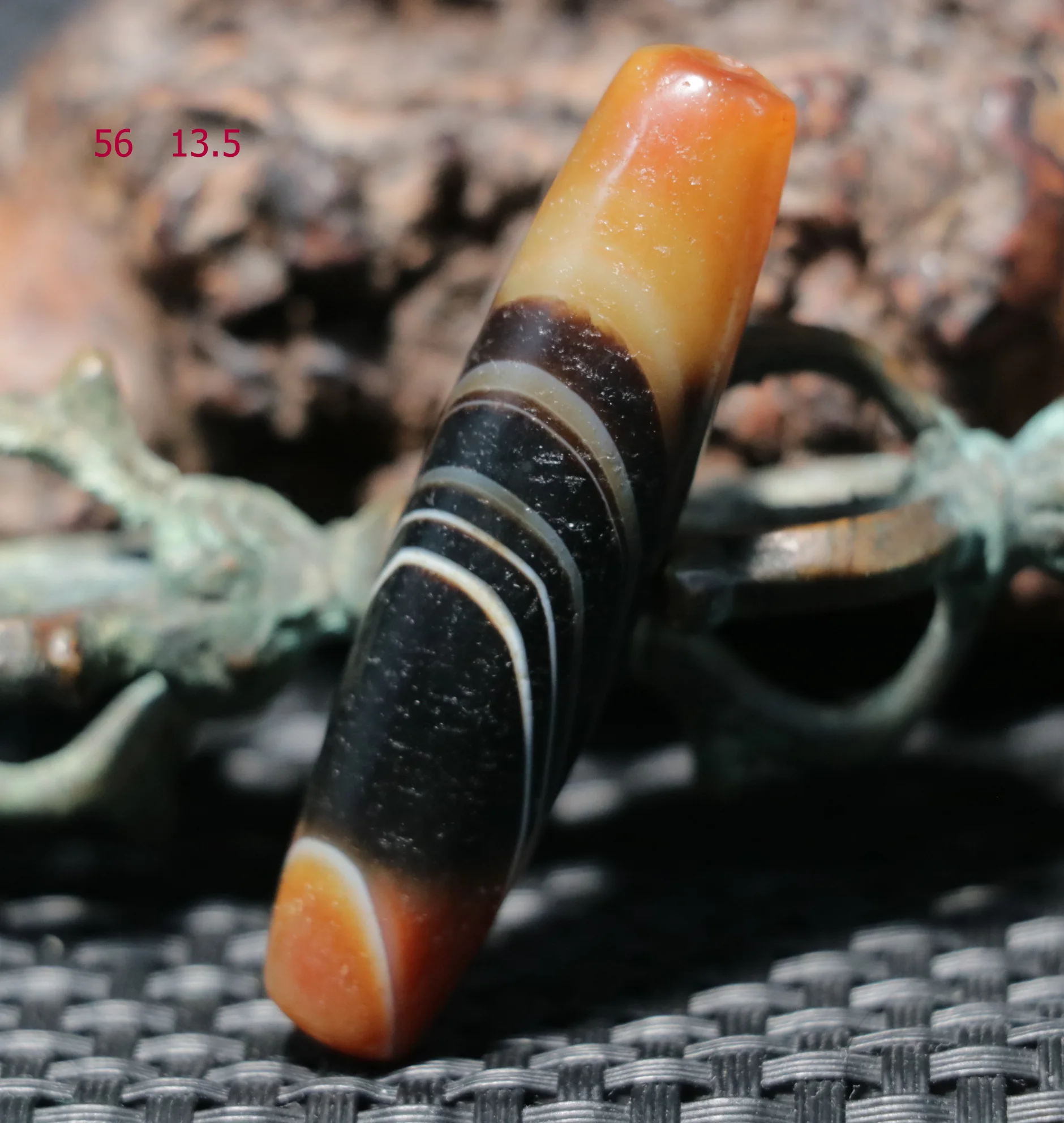 

5A Energy Tibetan Old Oily Agate Natural Silkworm Stripes DZi Bead Pendant Timestown UPD230205a1