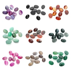 2/5pcs Natural Stone Striped Agate Cabochon Beads Oval Loose Spacers Stone Cabochon Beads DIY Jewelry Ring Pendant Accessories