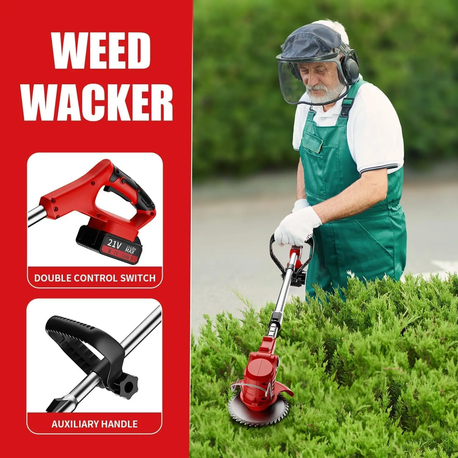 Imagem -06 - Lightpeso Weed Wacker com Tipos de Lâminas em Elétrica sem Fio sem Cordas Edger Cortador de Escova Weed Trimmer Grass Trimmer Tools