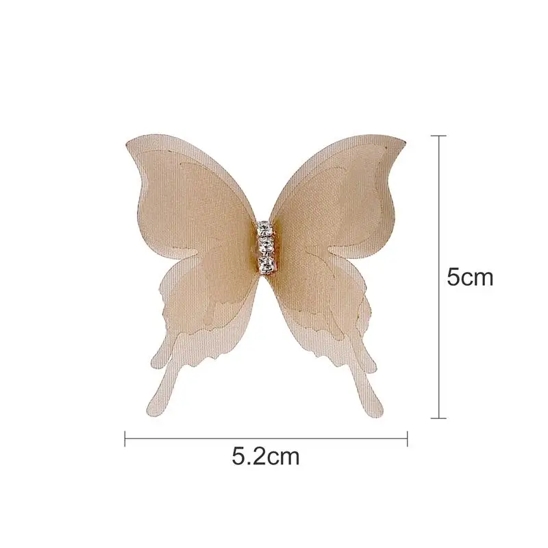 20pcs 5cm 3d Three Layer Butterfly With Rhinestone Appliques For Wedding Dress Diy Handmade Jewelry Clothes Headwear Decoration