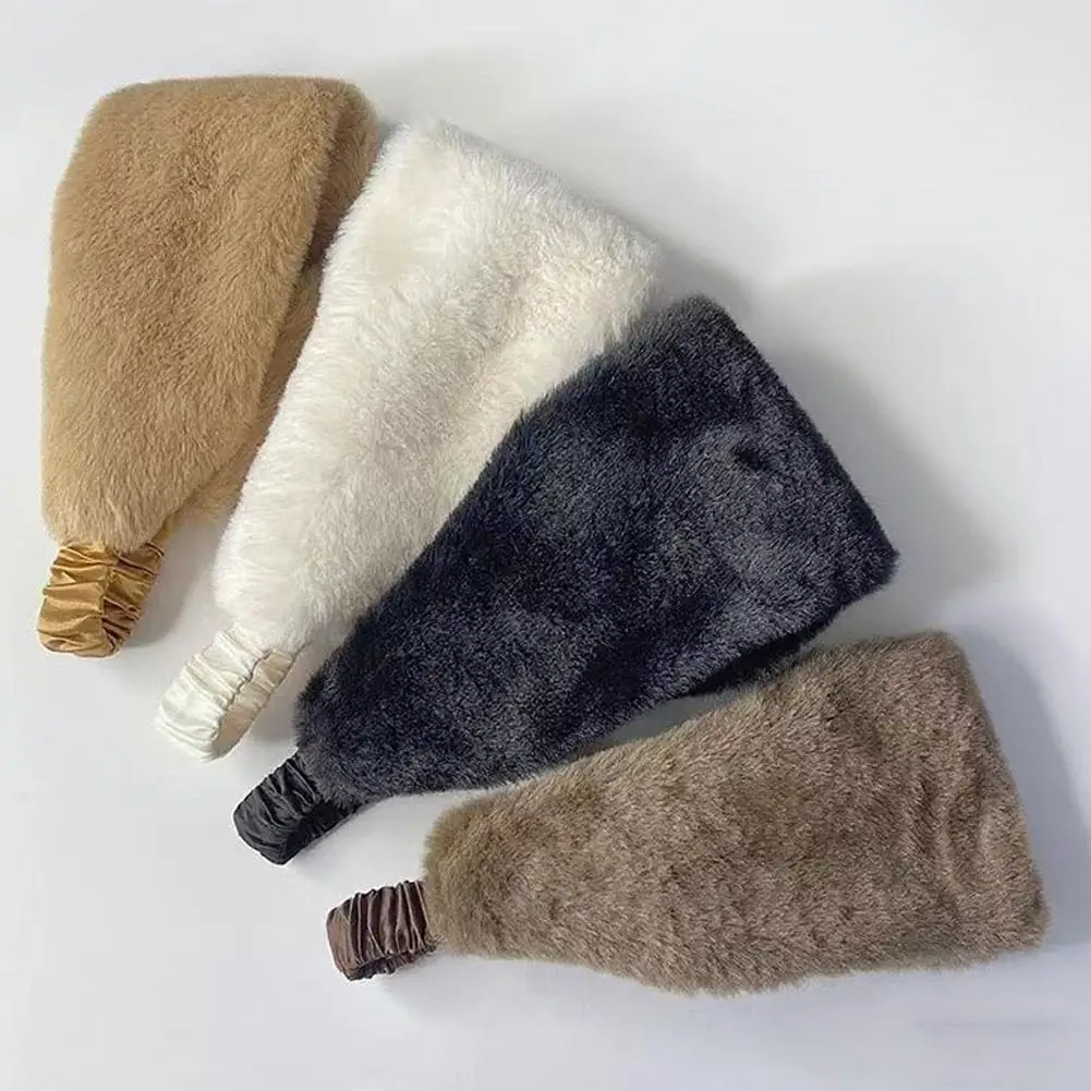 

Autumn Winter Women Elastic Wide Edge Rabbit Fur Hairband Windproof Warm Hair Accessories for Protection Styling Headbands