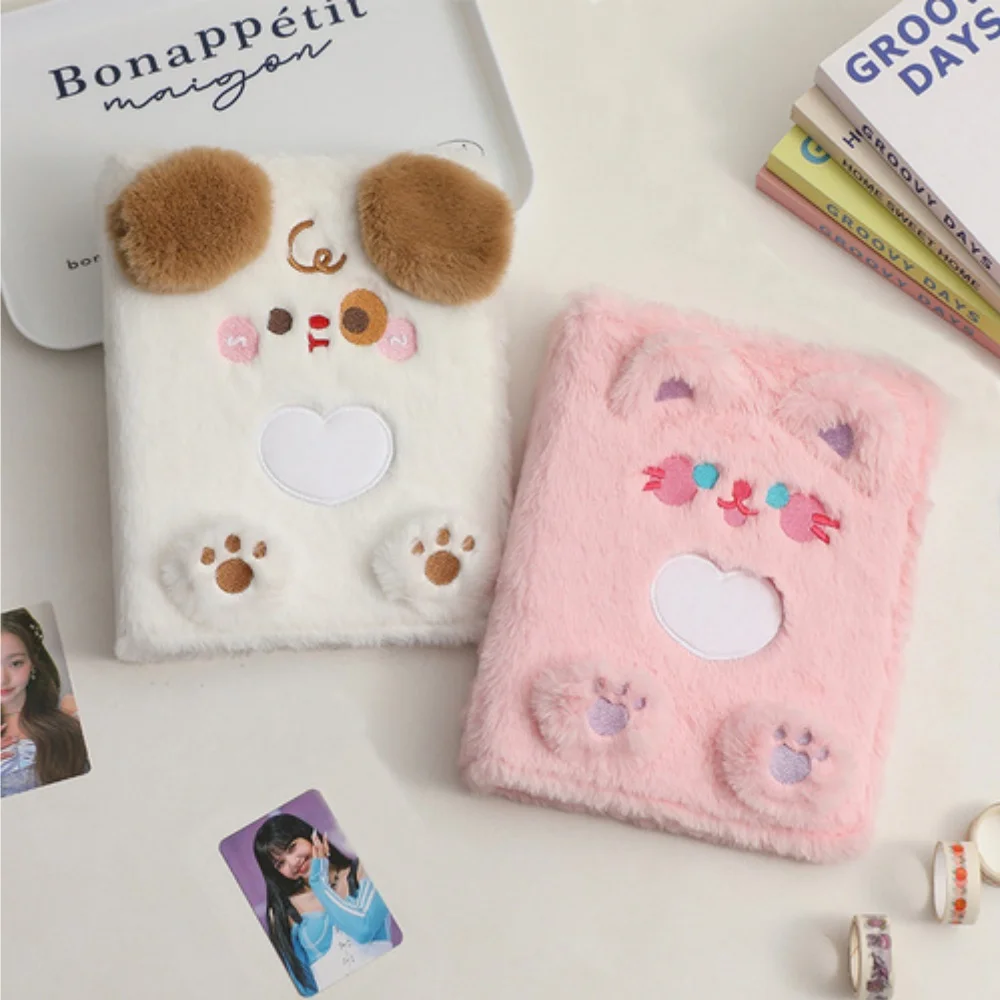 Cartoon Plush Kpop Binder Photocards Collect Book Album Student School Notebook Stationery Kawaii Animal Idol Photocard Book