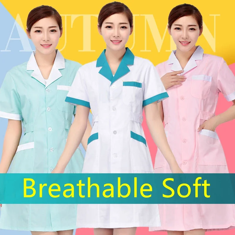 

Women White Pharmacy uniform Lab coats Beauty salon Scrubs Pet grooming Long sleeved Famale spa uniform health work Clothing
