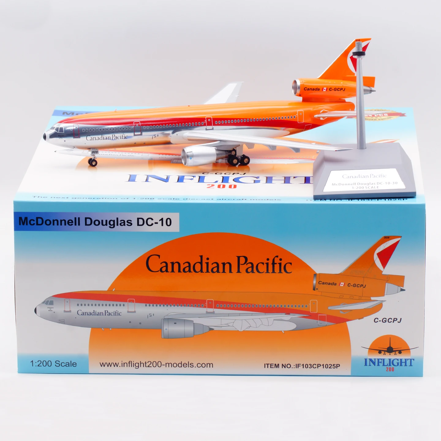 IF103CP1025P Alloy Collectible Plane INFLIGHT 1:200 Canadian Pacific McDonnell Douglas DC-10-30 Diecast Aircraft Model C-GCPJ