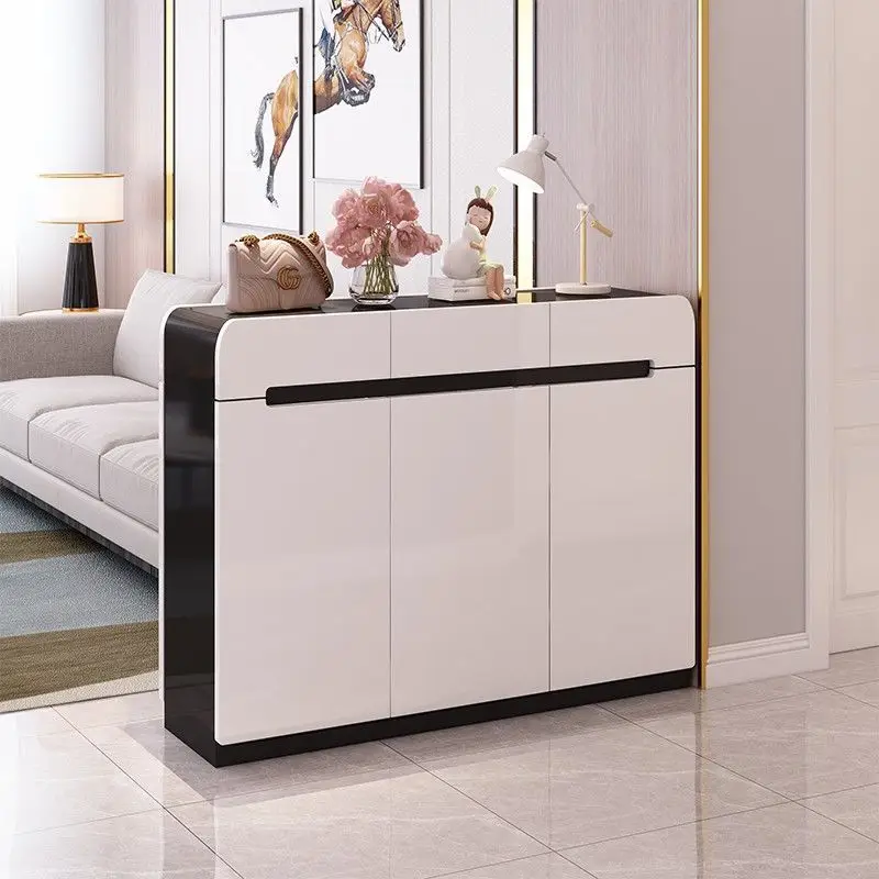 Gray bright piano paint entry foyer shoe cabinet entrance floor corridor storage ultra-thin floor shoe cabinet