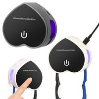 Wall Mounted Sanitizing Toothbrush Holder 2 Brush Slots Portable Smart UV Toothbrush Sterilizer Self-Draining Drying