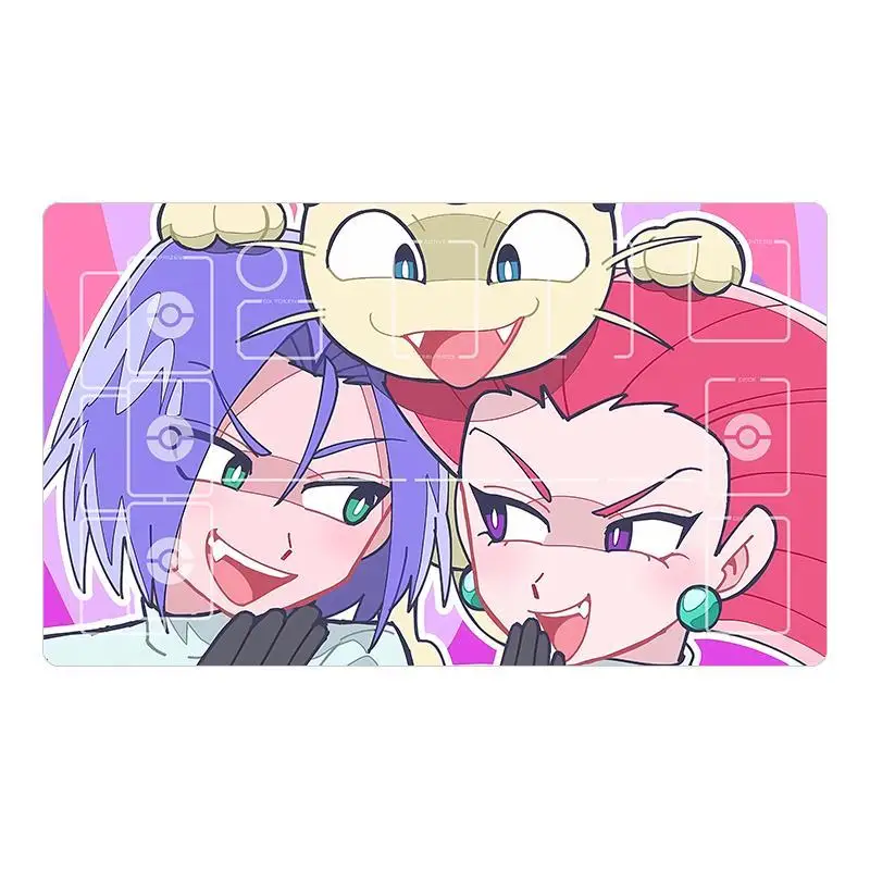 Anime Pokemon PTCG Team Rocket Trio Meowth Dedicated Game Battle Card Mat Anti-slip Game Table Mat Anime Gift Toy