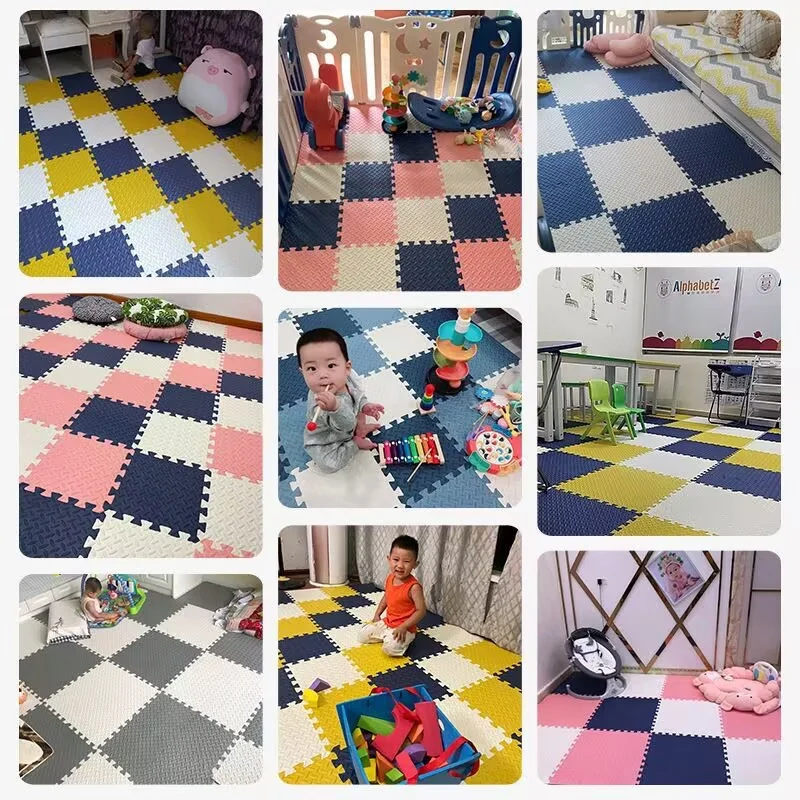 2023 New 1cm Baby Foam Crawling Mat Children EVA Educational Toys Kids Soft Floor Game Mat Chain Fitness Brick Gym Game Carpet