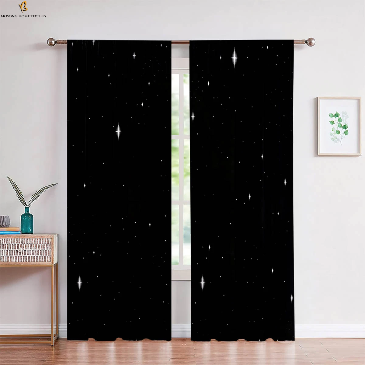 

Beautiful Starry Sky Planet 3d Printed Curtain Rod Pocket Window Curtain Suitable For Bedroom Living Room Study Room Decorative