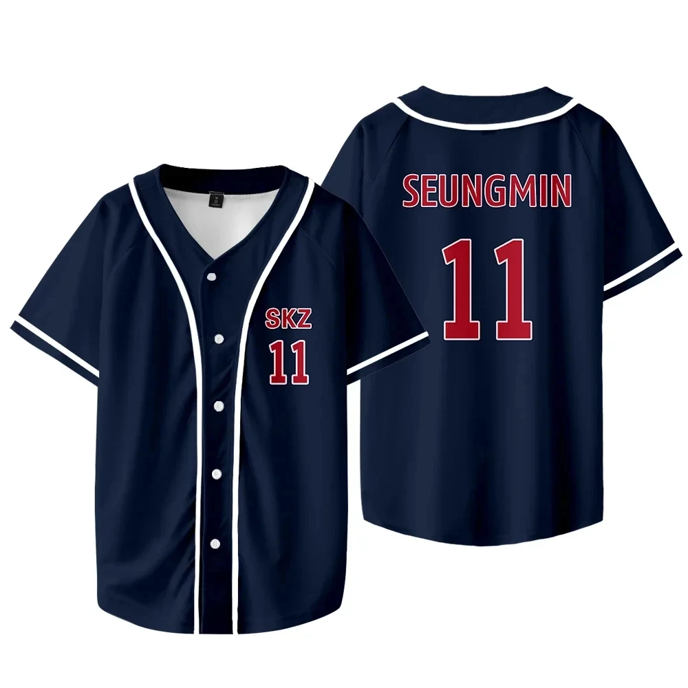 KPOP FELIX BANGCHAN CHANGBIN HYUNJIN SEUNGMIN LEE KNOW Baseball Jersey Short Sleeve Baseball Uniform Kids Adults Oversized Top