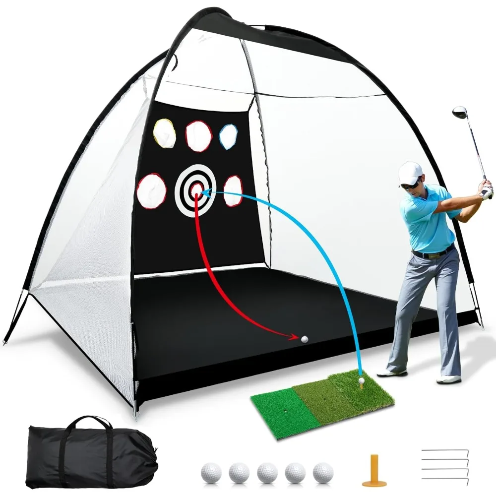 

0x7ft Automatic Ball Return System Golf Nets for Backyard Driving Chipping, Golf Practice Net with Tri-T