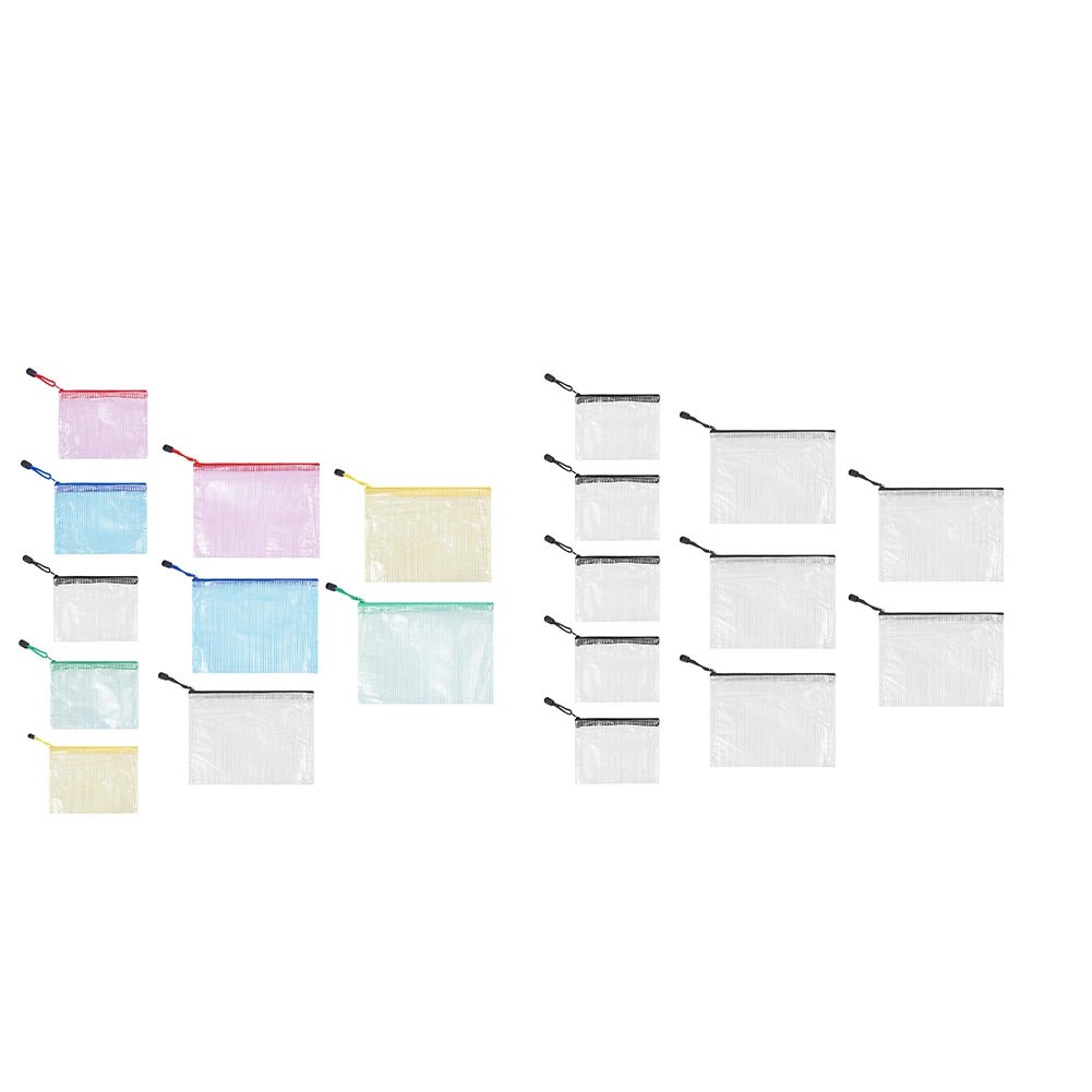 

10Pcs Mesh Zipper Pouch Waterproof Plastic Zip File Folders Document Organizer for Office Supplies Travel Storage Bags