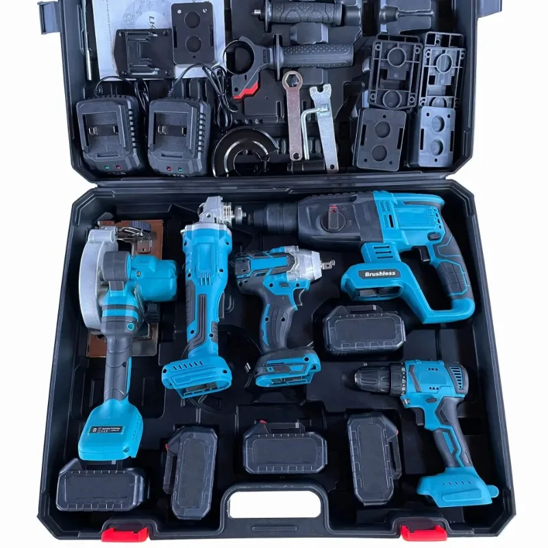 

NEW！ Wholesale Power Tool Kit Drilling Machines Battery Cordless Hammer Impact Drill Electric Wrench Brushless Drill Tools Combo