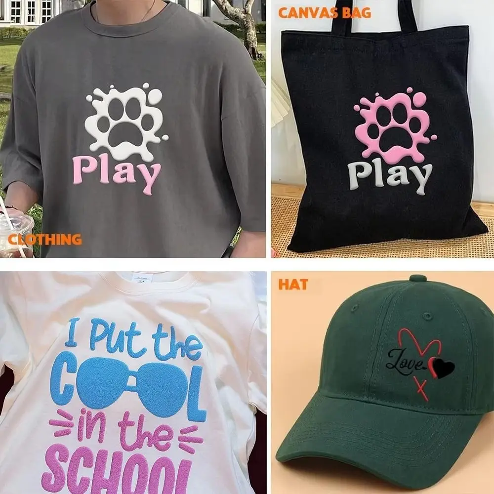 Easy To Cut 3D Puff Heat Transfer Vinyl DIY Craft Supplies 25*30CM Foam Transfer Film HTV Printing PU Weed HTV Vinyl