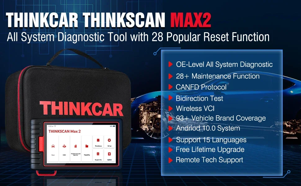 OBD2 Scanner Automotive Diagnostic Tools THINKCAR ThinkScan Max2 OBD2 Diagnostic Scanner Universal Diagnostic Machine Tool