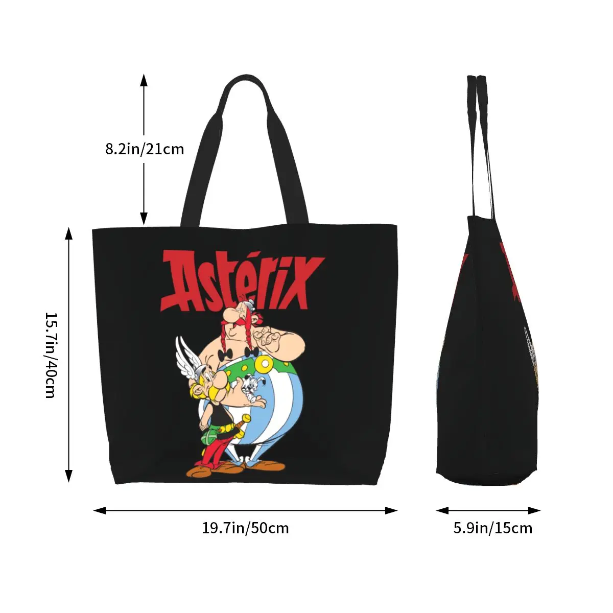 Recycling Asterix And Obelix With Idefix Shopping Bag Women Canvas Shoulder Tote Bag Durable Manga Grocery Shopper Bags