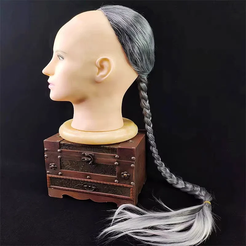 

Прическа династии Цин, мужские волосы воина, Хэллоуин, карнавальный головной убор с косой, винтажная фотография