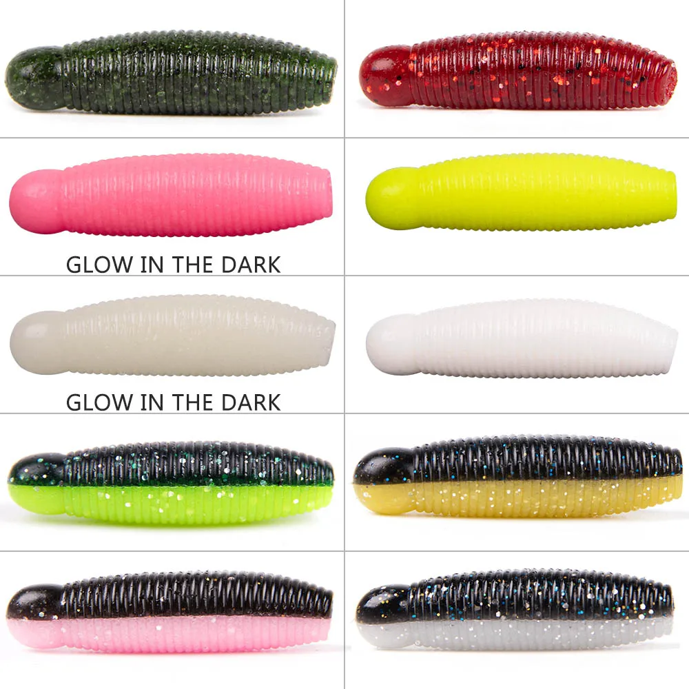 8/10pcs Fishing Soft Plastic Lure Slow Sinking Worm Jigging Bait for Ned Rig Wacky Rig Finesse Rig Walleye Catfish Perch Bass