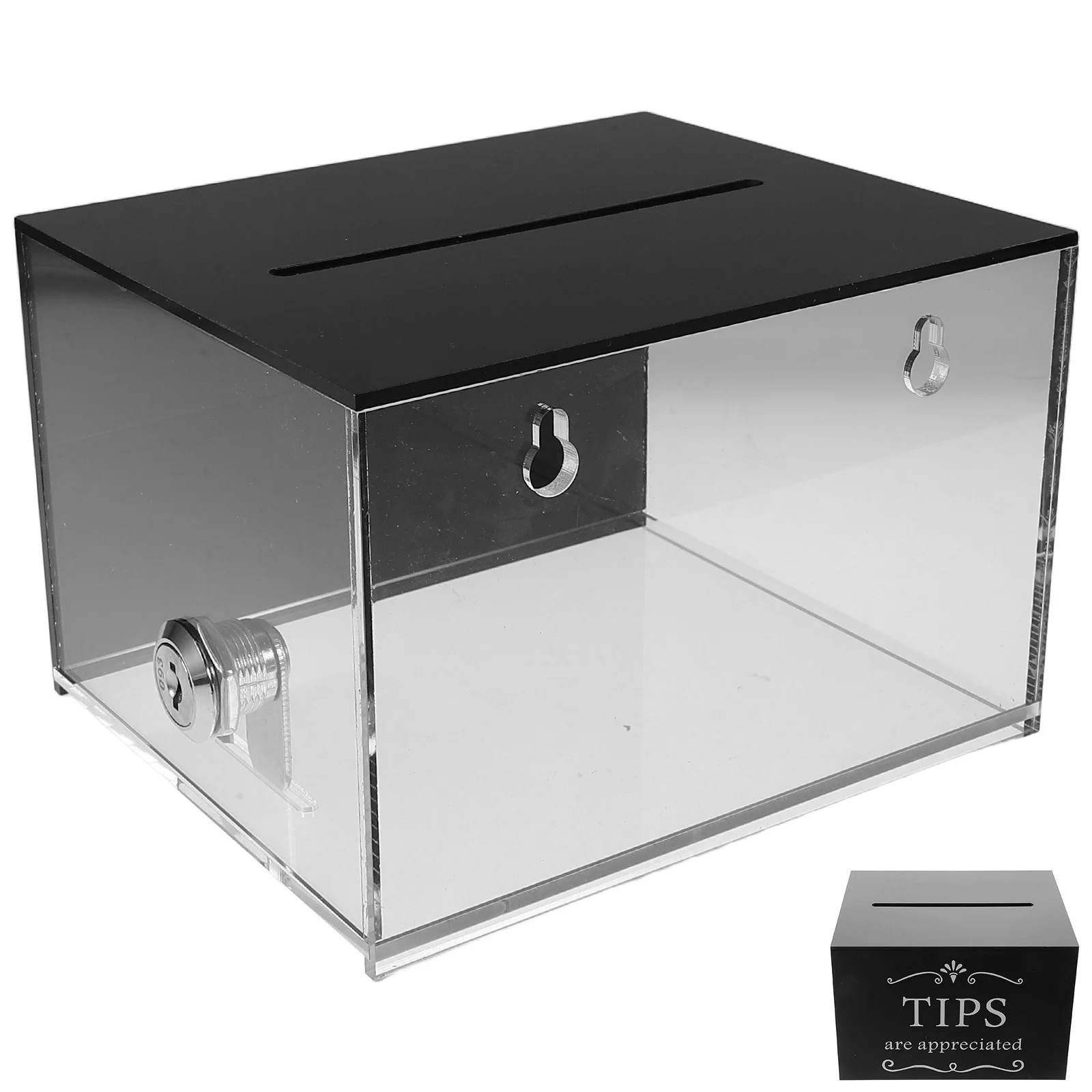 Acrylic Tip Collection Box Lock Transparent Suggestion Donation Money Collection Box Bar Restaurant Ballot Boxes