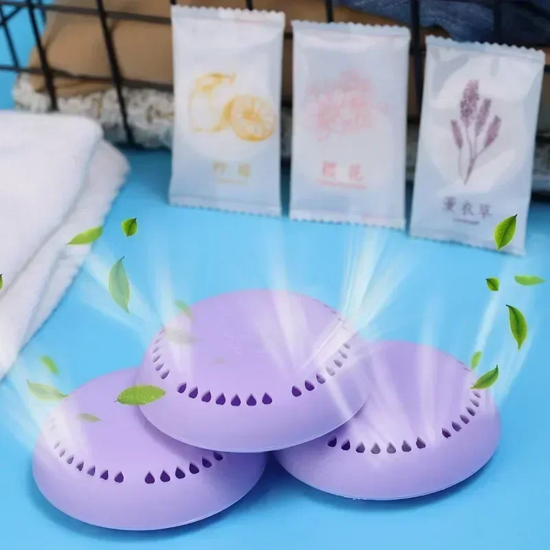 Round Solid Air Fresheners Toilet Aromatherapy Lasting Deodorization Solid Air Freshener for Bedroom Wardrobe Car Household