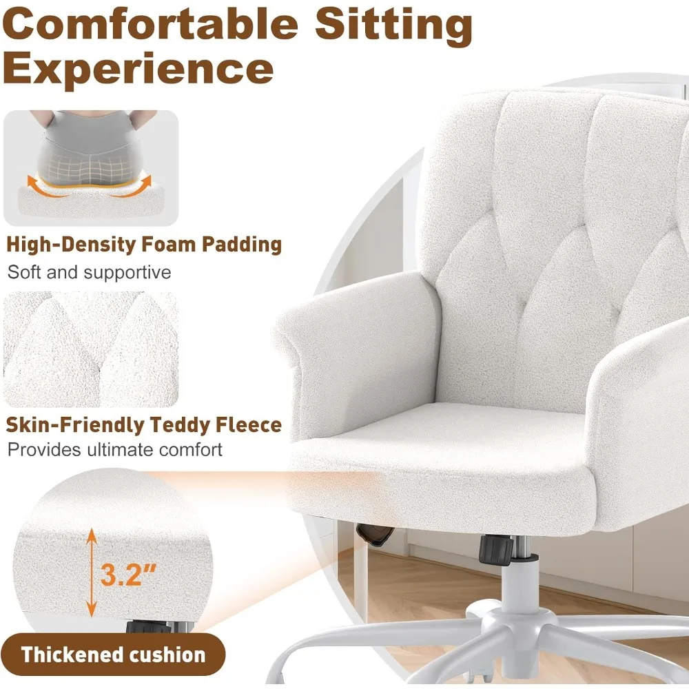 مكتب وكرسي مريح للمكتب المنزلي، كرسي تزيين غامض مبطن ناعم مع عجلات ومساند للذراعين، دوار حديث قابل للتعديل