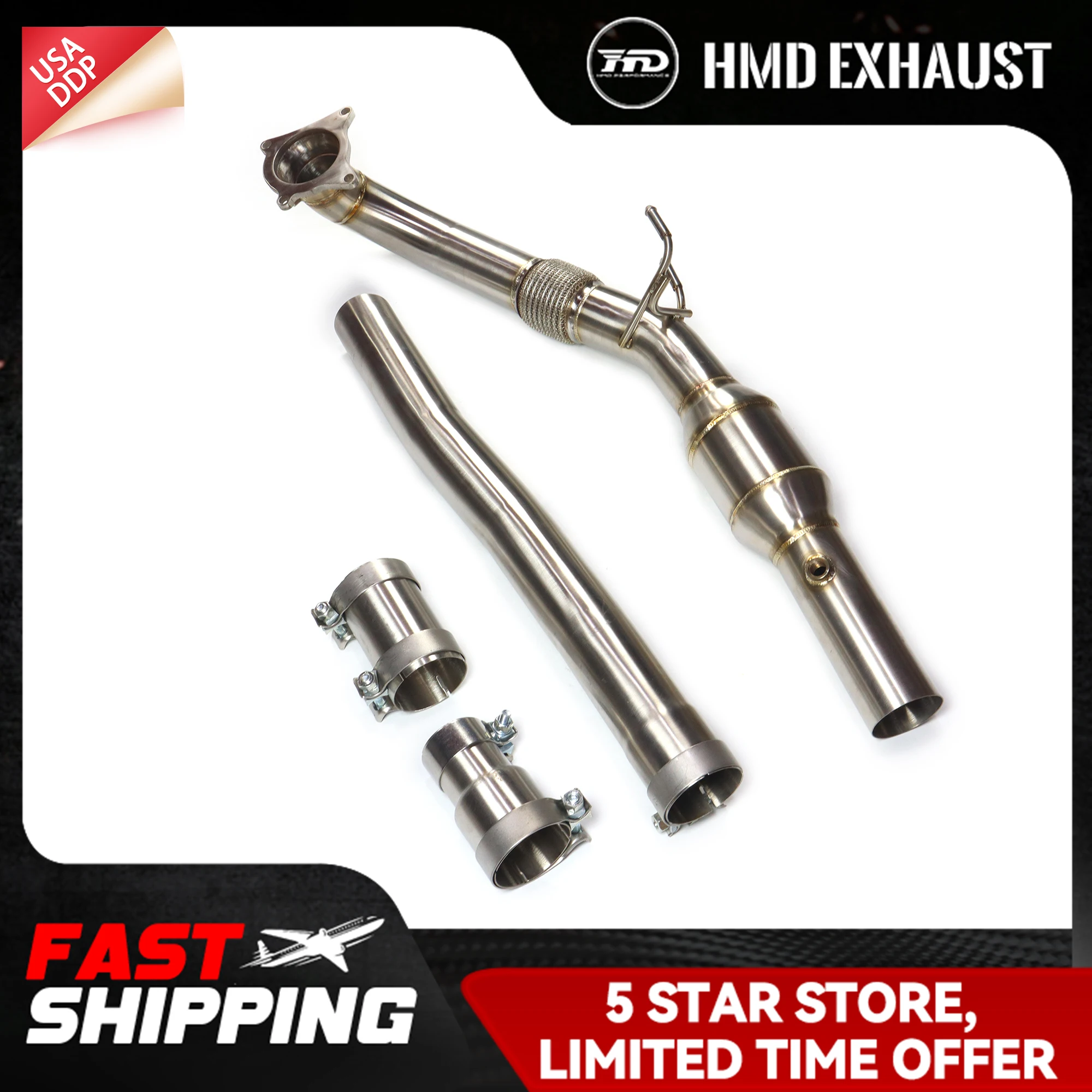 

HMD Exhaust for Audi TT TTS 8J MK3 2.0T SS304 Downpipe Non-destructive installation TIG manual welding