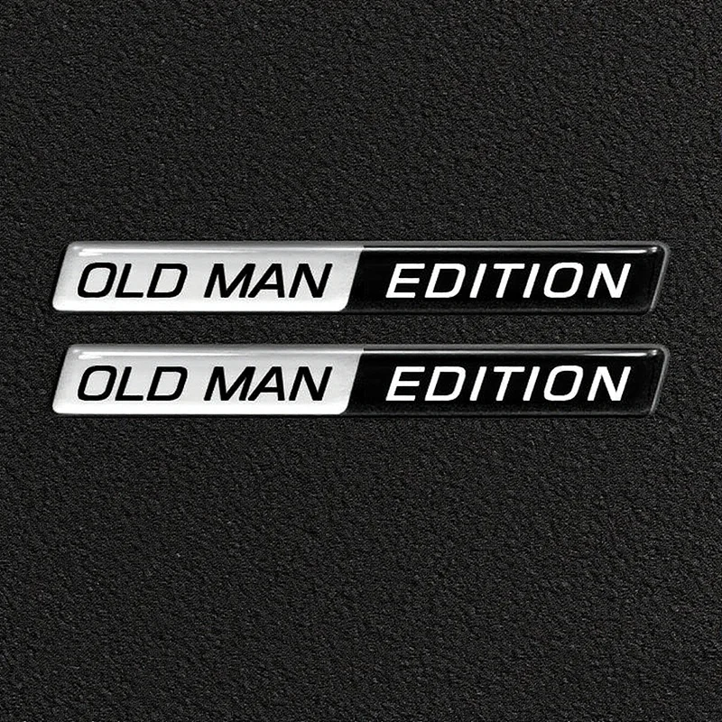 2pcs Old Man Edition 3D Emblem Sticker Badge Fender Funny Old Man Edition Decals Car  Replacement Door Decoration for Universal