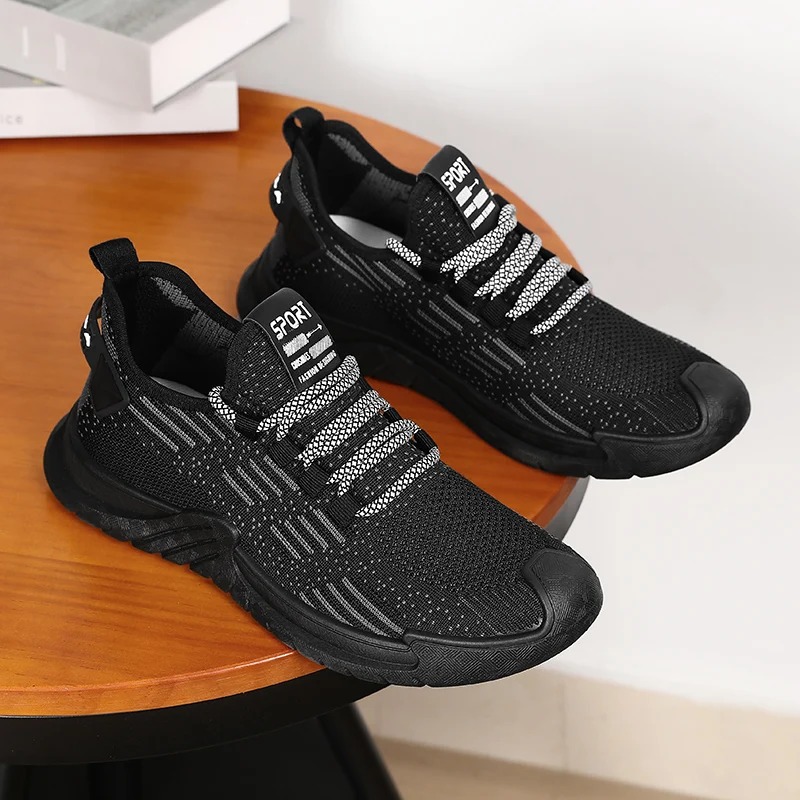 

Men's Sports Shoes - Black Mesh Upper Grey Running Shoes, Barefoot Shoes Thick Bottom Cowboy Boots Modern Minimalist Style 2025