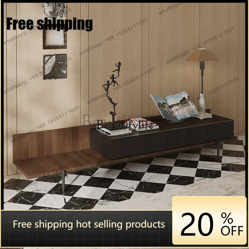 JJ -Italian minimalist TV cabinet modern minimalist style living room household small apartment storage light luxury listening