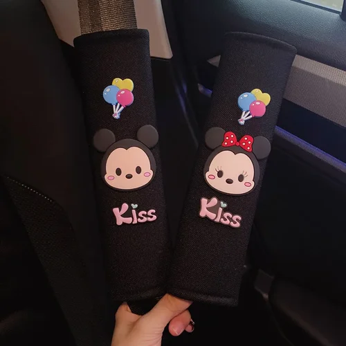 Imagen 2 del producto Cinturón de seguridad de verano para coche de dibujos animados, hombrera, fundas para cinturón de seguridad, decoración bonita para Interior de coche, un par de accesorios de adorno alargados