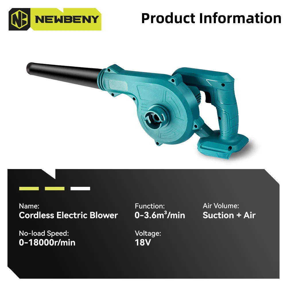 Cordless Electric Air Blower Suction and Blow 2-in-1 Handheld Home Dust/Blowing Leaf Power Blower Tool For Makita Battery Pin view 2