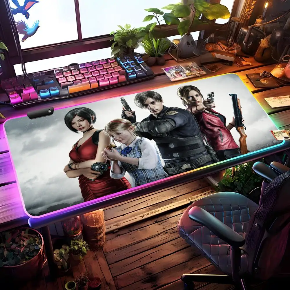 

Коврик для мыши Resident Evil с RGB-подсветкой, игровой коврик для стола, HD-коврик для геймеров, большой коврик для мыши с LED-подсветкой XXL
