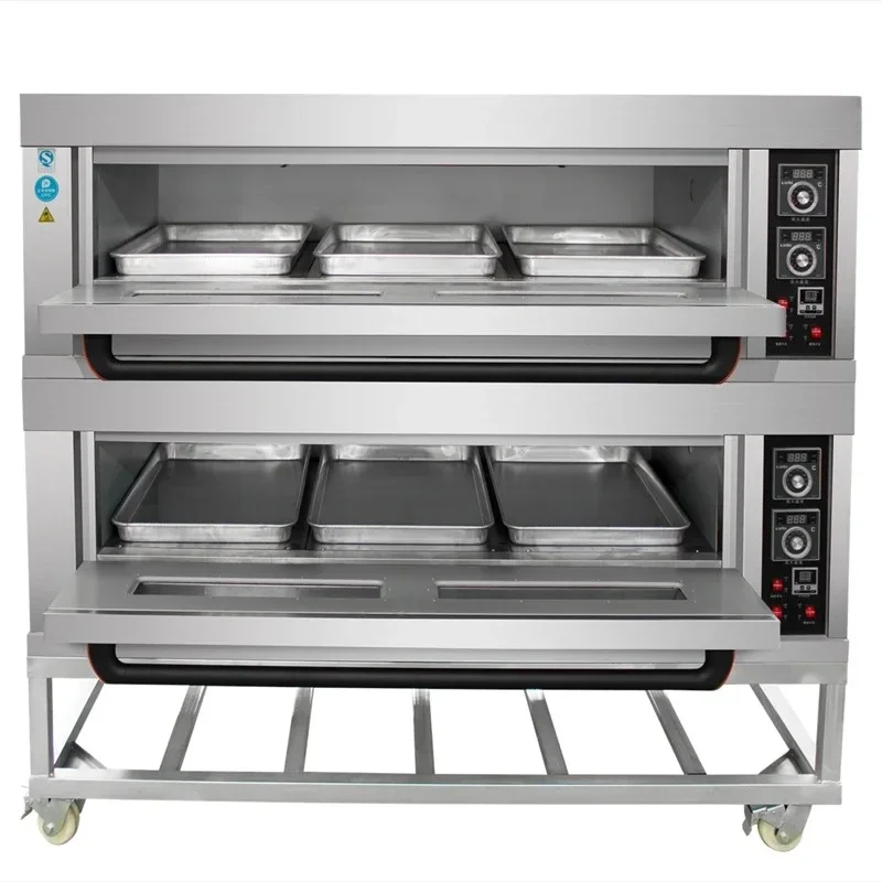 

6 Tray Commercial Stainless Steel Professional Bakery Bread 2 Double Deck Gas Oven Prices Baking Pizza Electric 6 Trays Oven