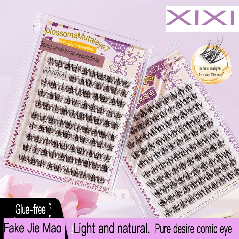 Xixi-Cils sans colle multicouches en jade de fleurs, cils de tournesol purs, rangées de vilten, grande capacité, cils novices