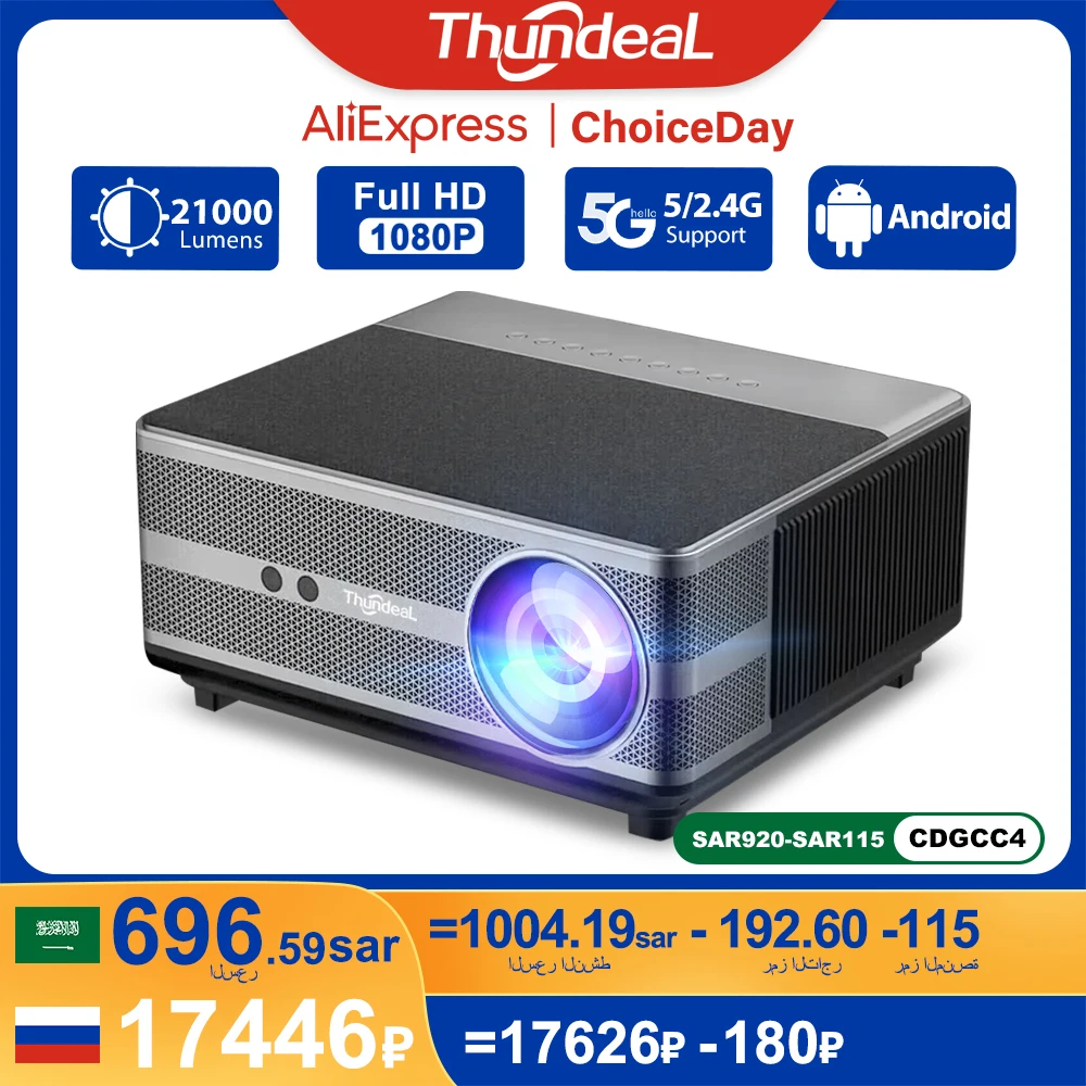 

ThundeaL Full HD 1080P Projector WiFi LED 2K 4K Video Movie Beam TD98 TD98W Android Projector PK DLP Home Theater Cinema Beamer