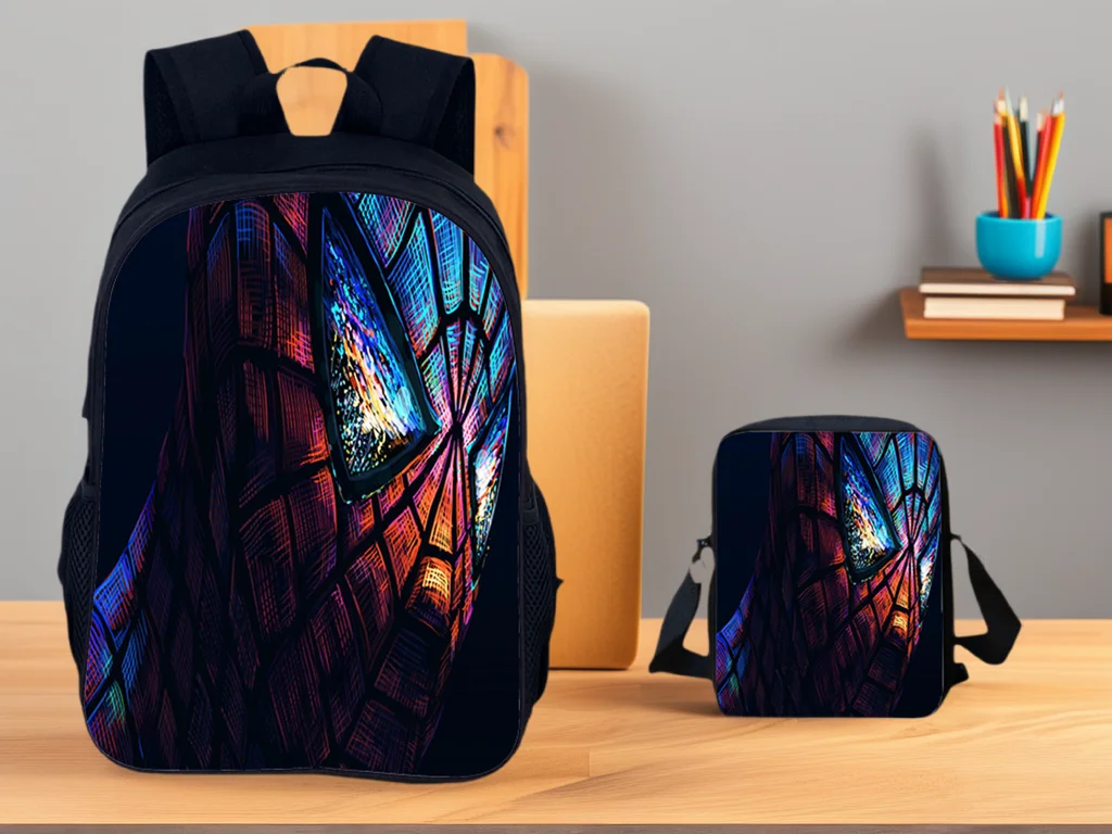 HOT Spider-Man Lightweight Boys Girls Backpack with Canvas Side Bag 2 Pcs Set-Back to School Knapsack for Kid