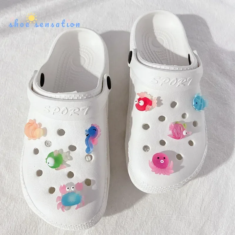 Ocean Animals DIY Accessories Beach Children Holes Shoes Decoration Cute Cartoon Shoe-buckle Sets Handmade Kids Boys Girls Gifts