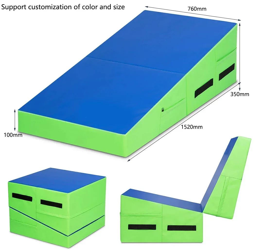 Tappetino con cuneo per formaggio da ginnastica pieghevole inclinato per esercizi di allenamento a casa, tappetino per abilità rotolante,